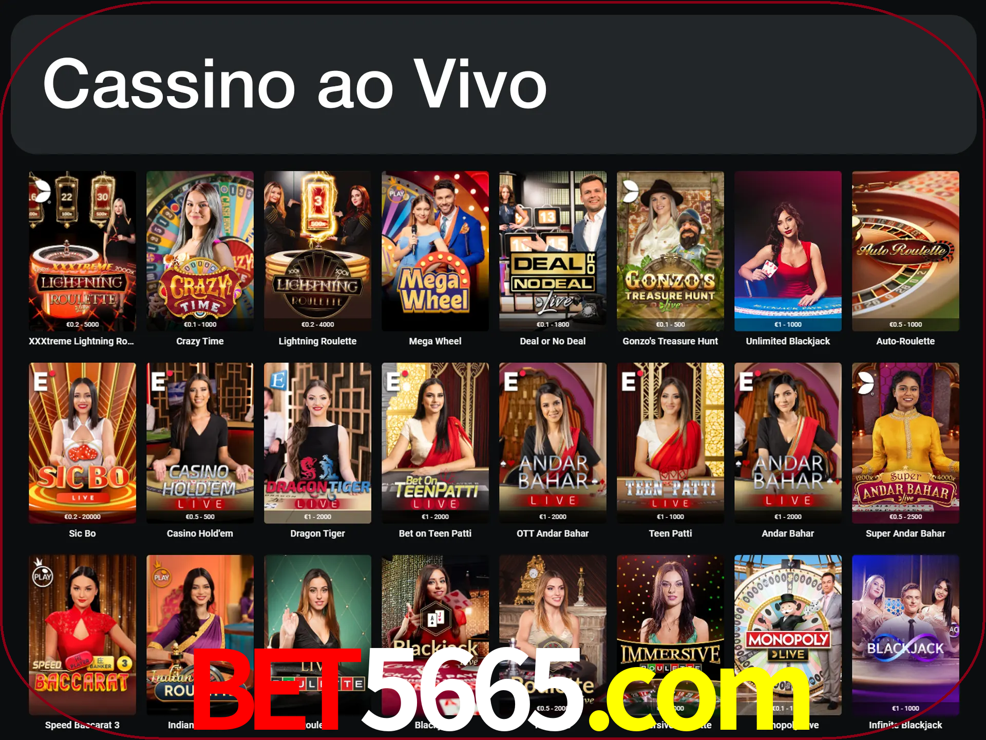 Jogue jogos de cassino com um verdadeiro dealer.